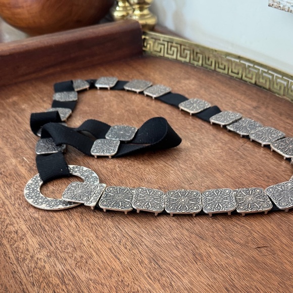 Accessories - Silver and Black Stretch Medallian Decorative Belt